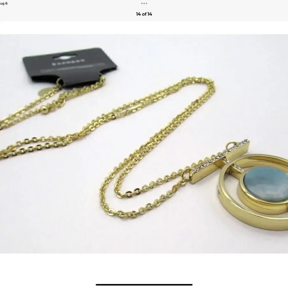 Express gold chain w/semi precious stone NWT